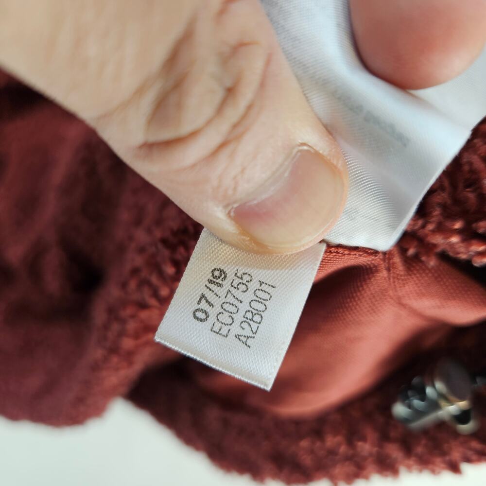 ADIDAS ORIGINALS WOMEN'S SMALL SHERPA FLEECE PULLOVER JACKET BURGUNDY HALF ZIP - Picture 6 of 8